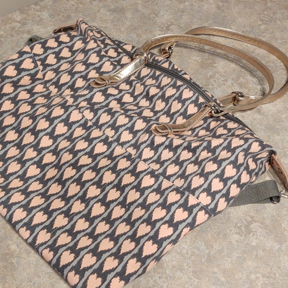 Candies Tote Bag w/ Heart Pattern & Rose Gold Handles